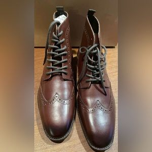 ASOS DESIGN brogue boots in brown leather with black sole. Size 11